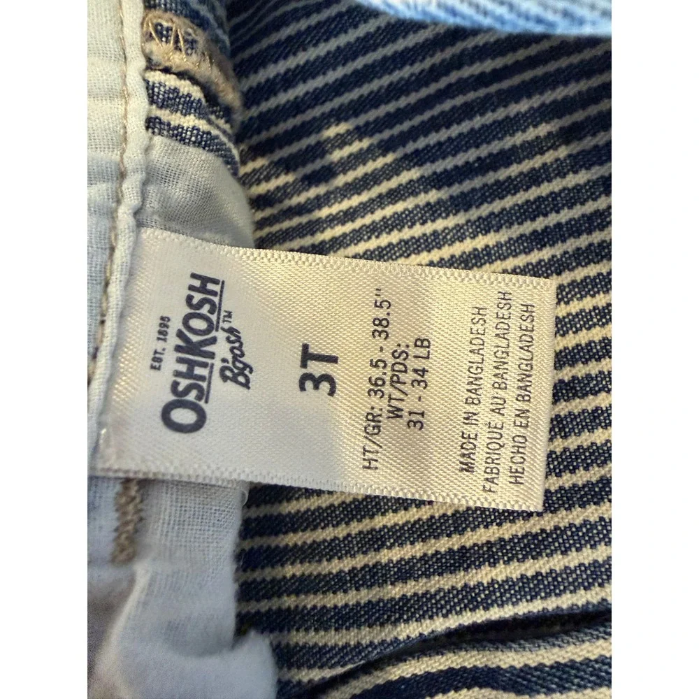OshKosh B'gosh‎ Overalls Kids 3T Hickory Stripe Denim Carpenter Bibs Vintage